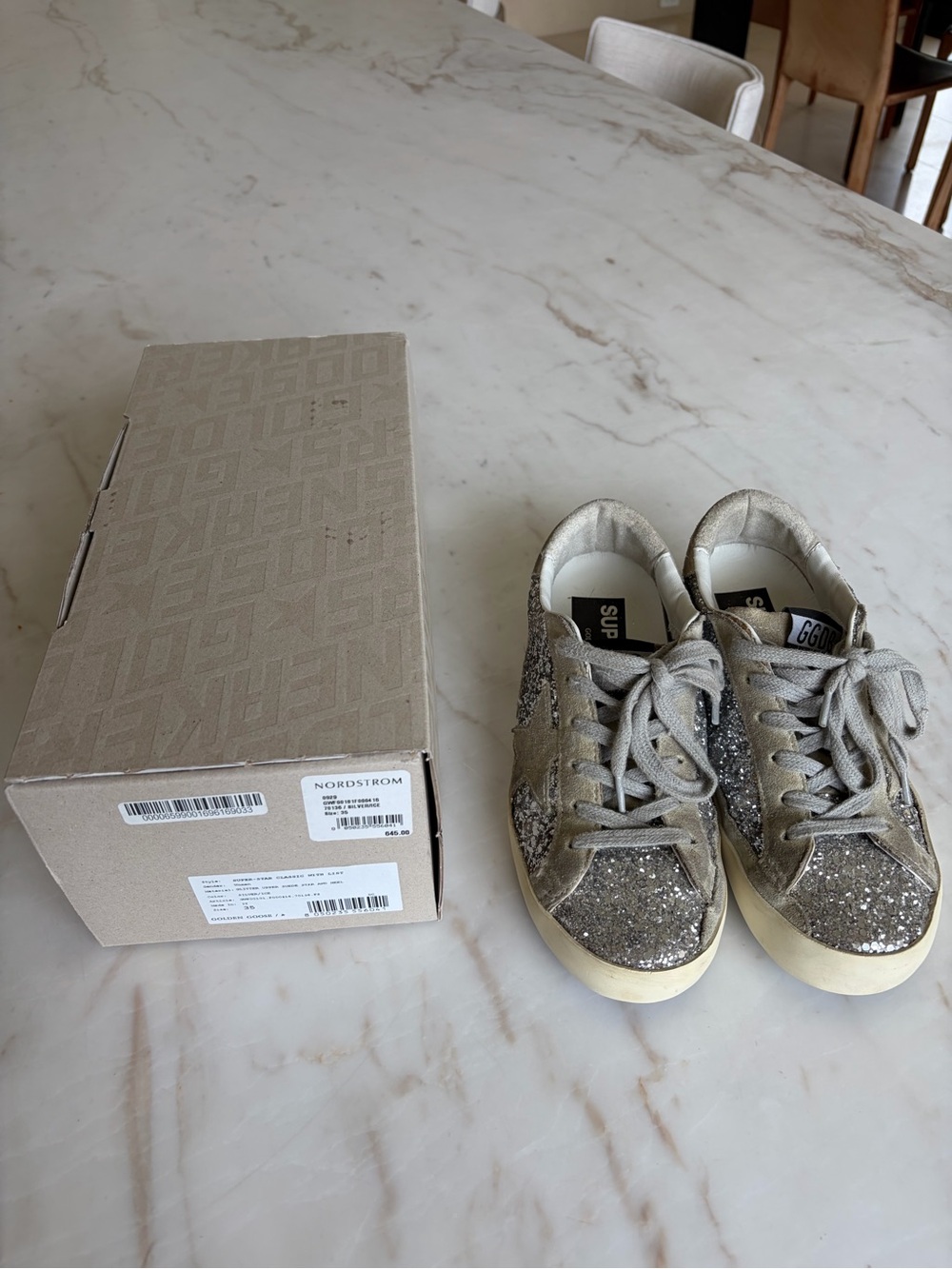 Golden Goose Kids Glitter Low-Top Sneakers in Silver